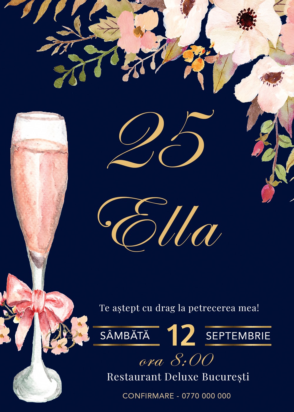 Invitație digitală de aniversare, modelul Lovely