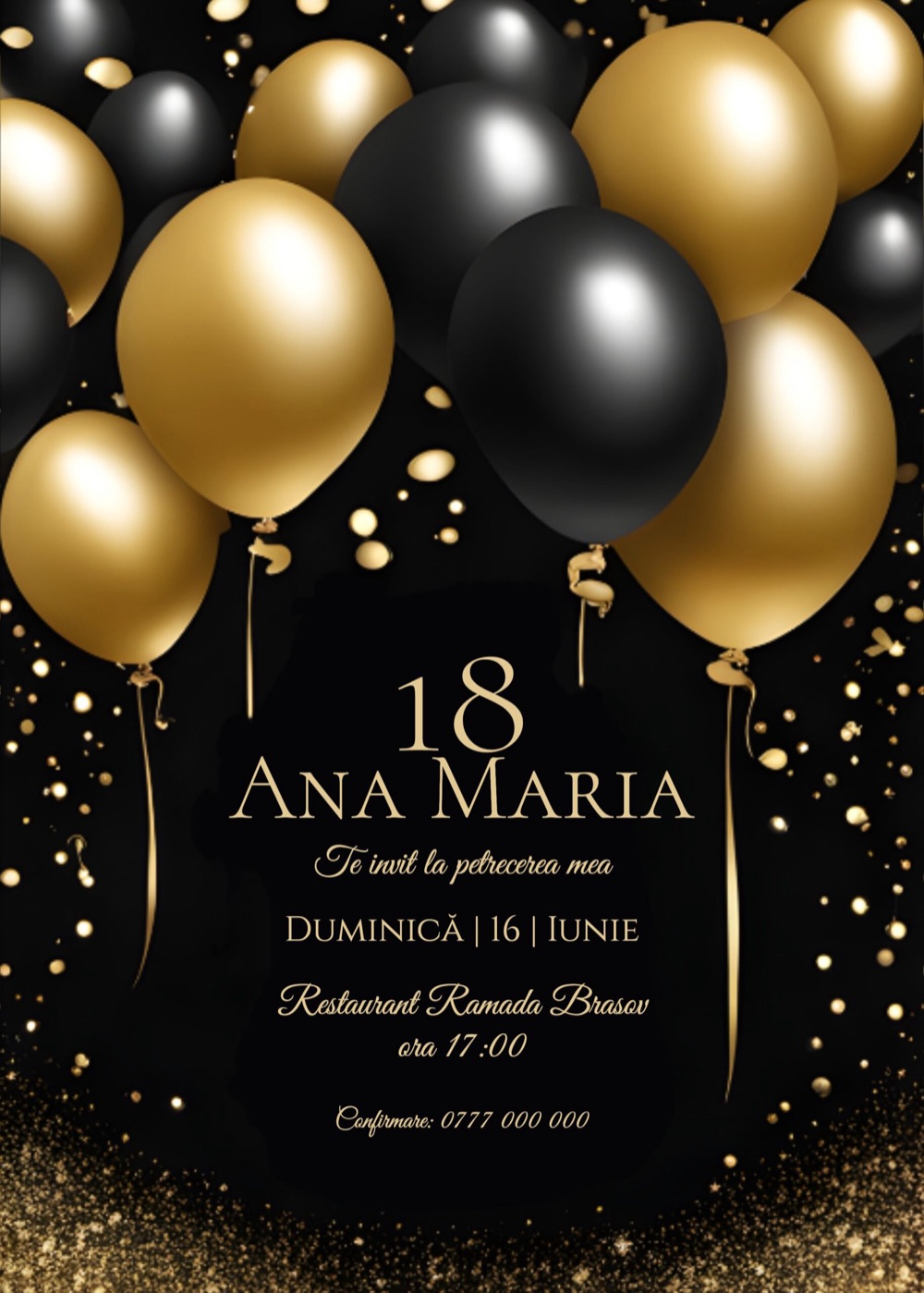 Invitație digitală de majorat, modelul 18 Party