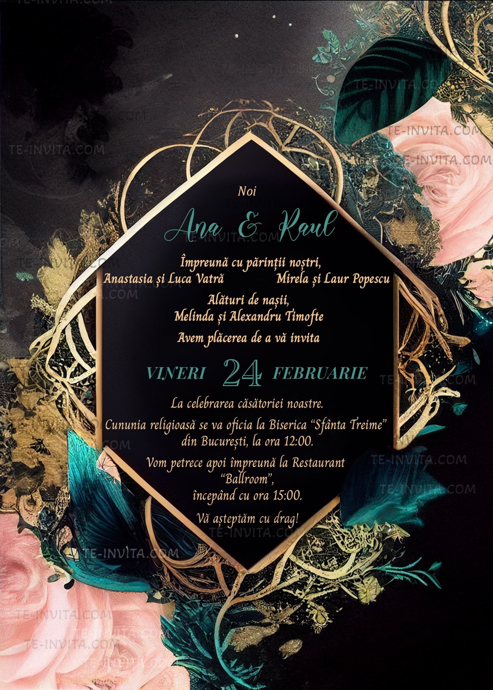 Invitație digitală de nuntă, modelul Castleton Green