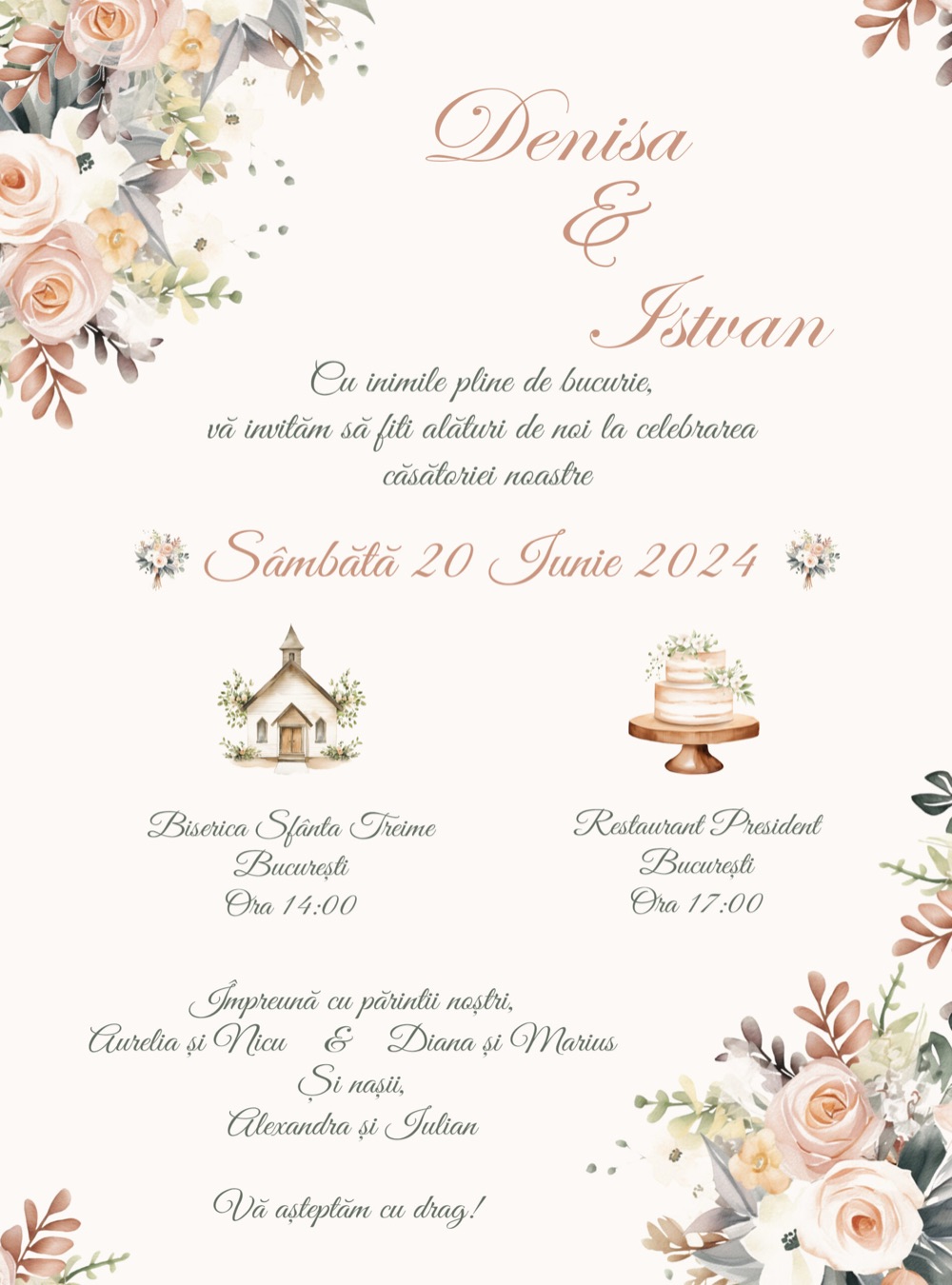 Invitație digitală de nuntă, modelul Emotional
