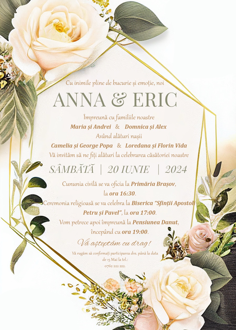Invitație digitală de nuntă, modelul Feelings
