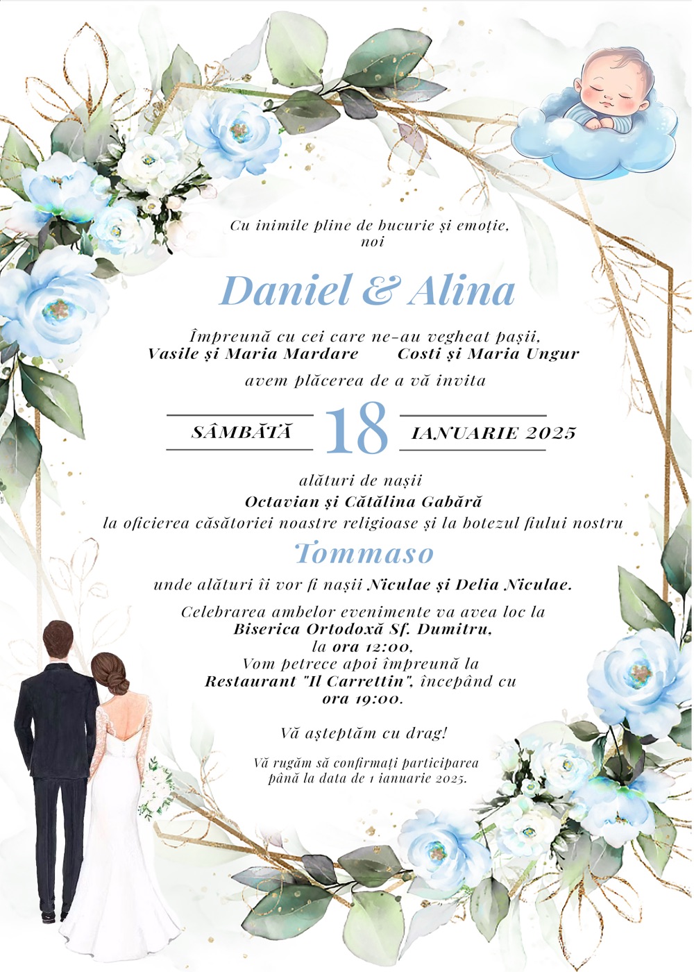 Invitație digitală de nuntă, modelul Forever Together