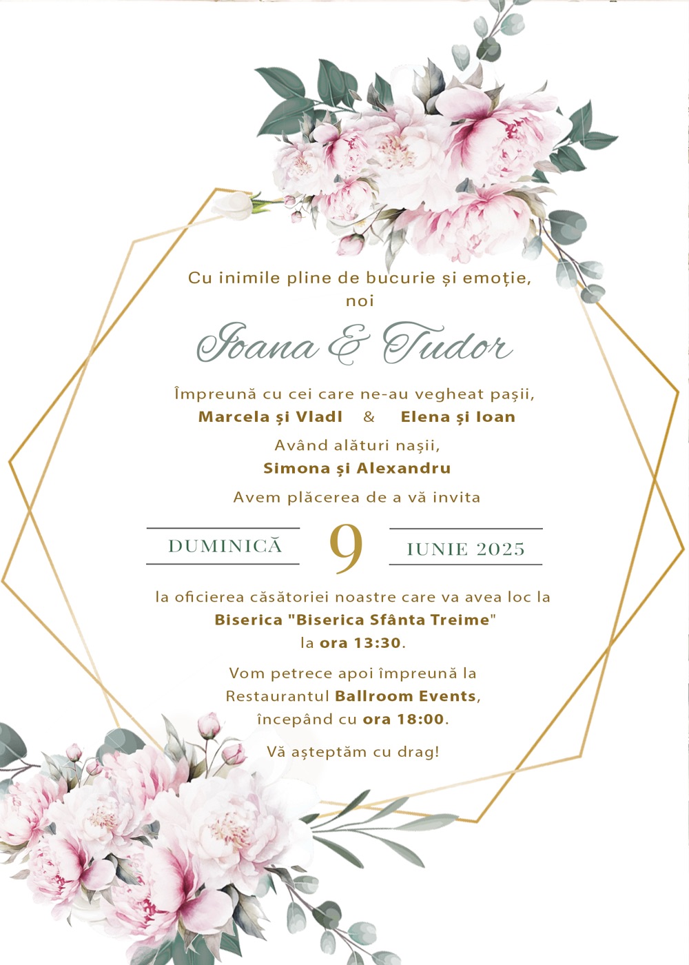 Invitație digitală de nuntă, modelul Softness