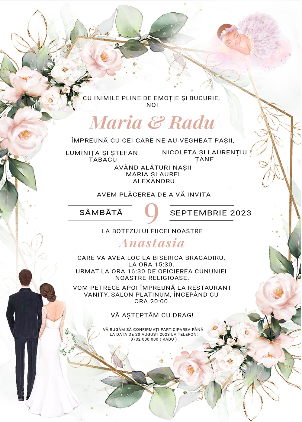 Invitație digitală de nuntă, modelul Together is Paradise