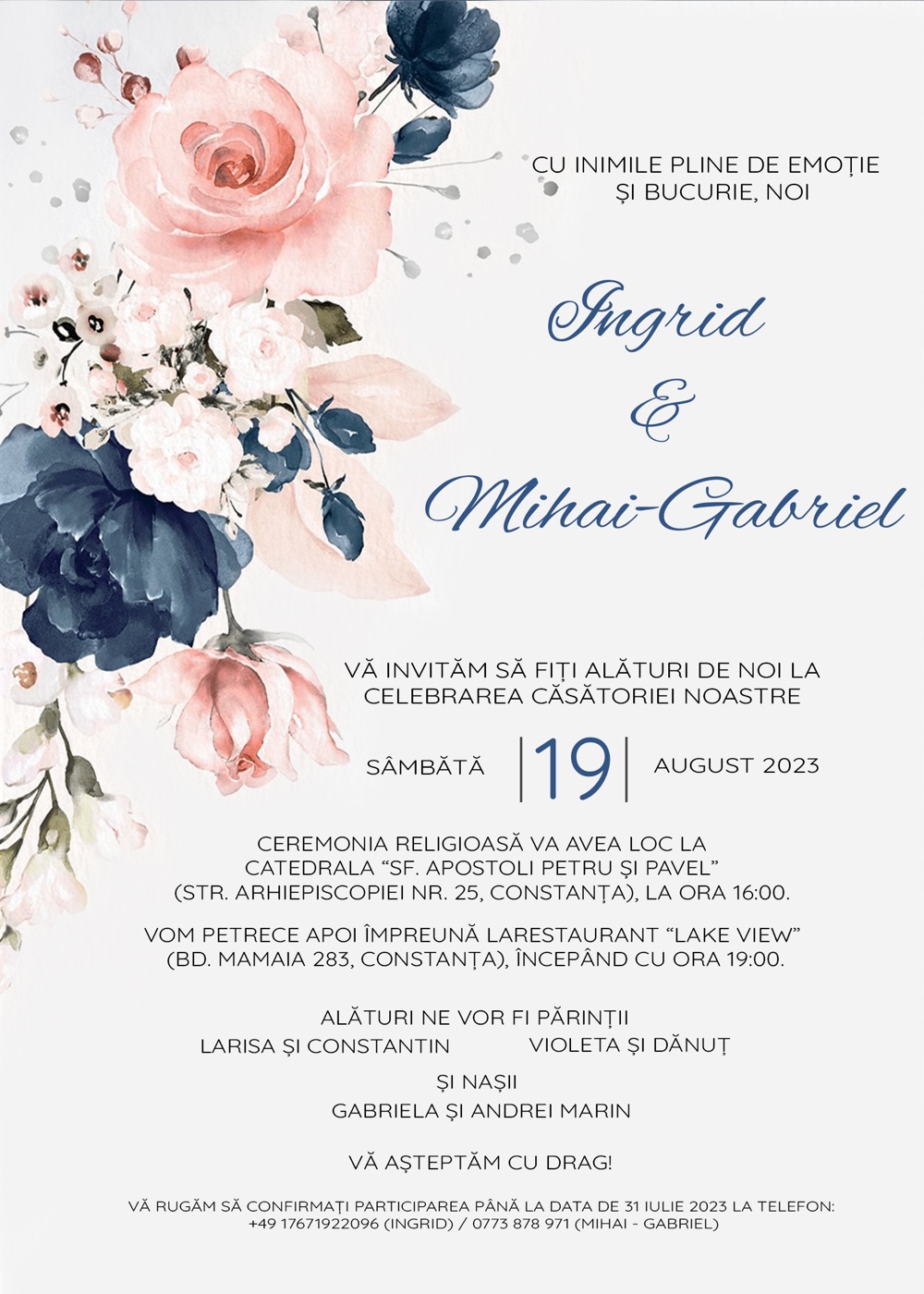 Invitație digitală de nuntă, modelul Together