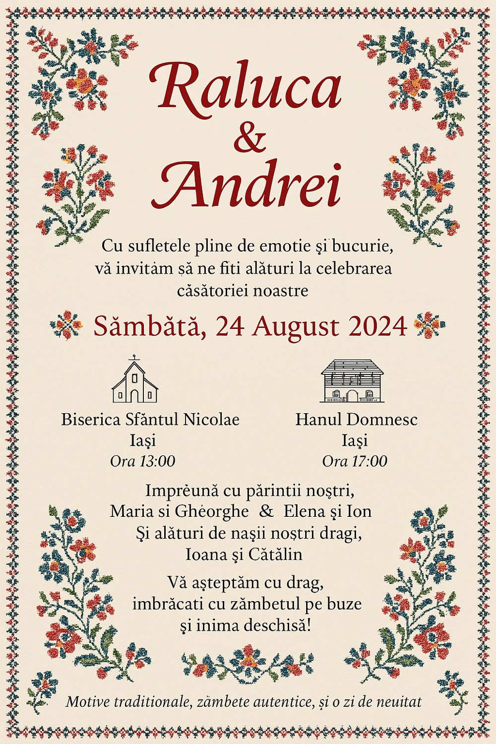 Invitație digitală de nuntă, modelul Traditional