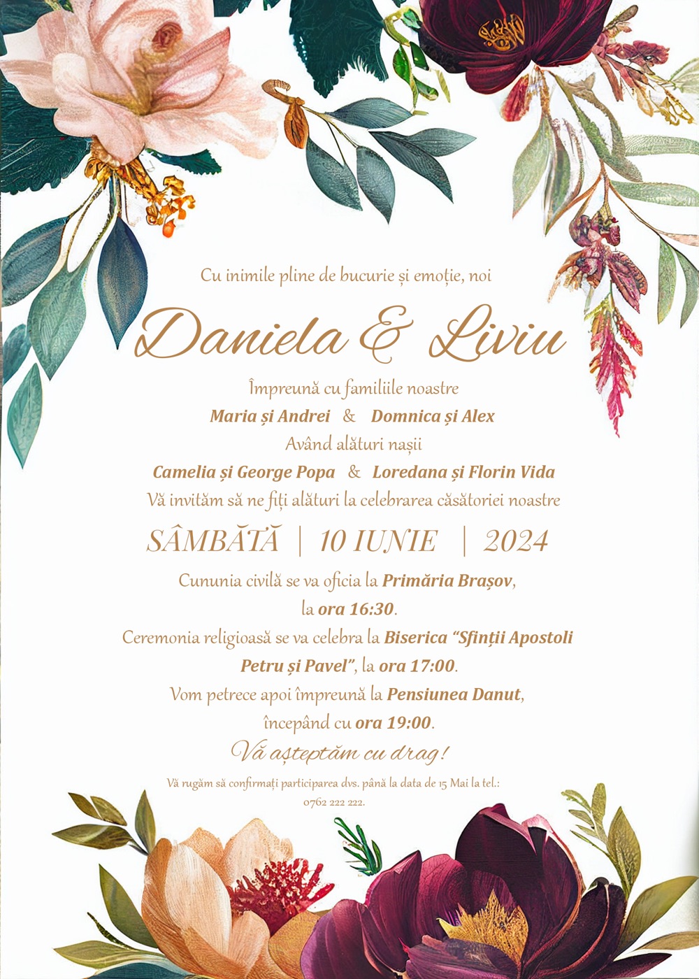 Invitație digitală de nuntă, modelul True Love