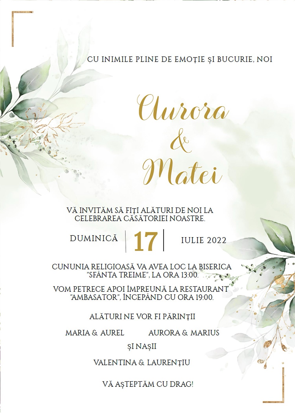 Invitație digitală de nuntă, modelul White Love